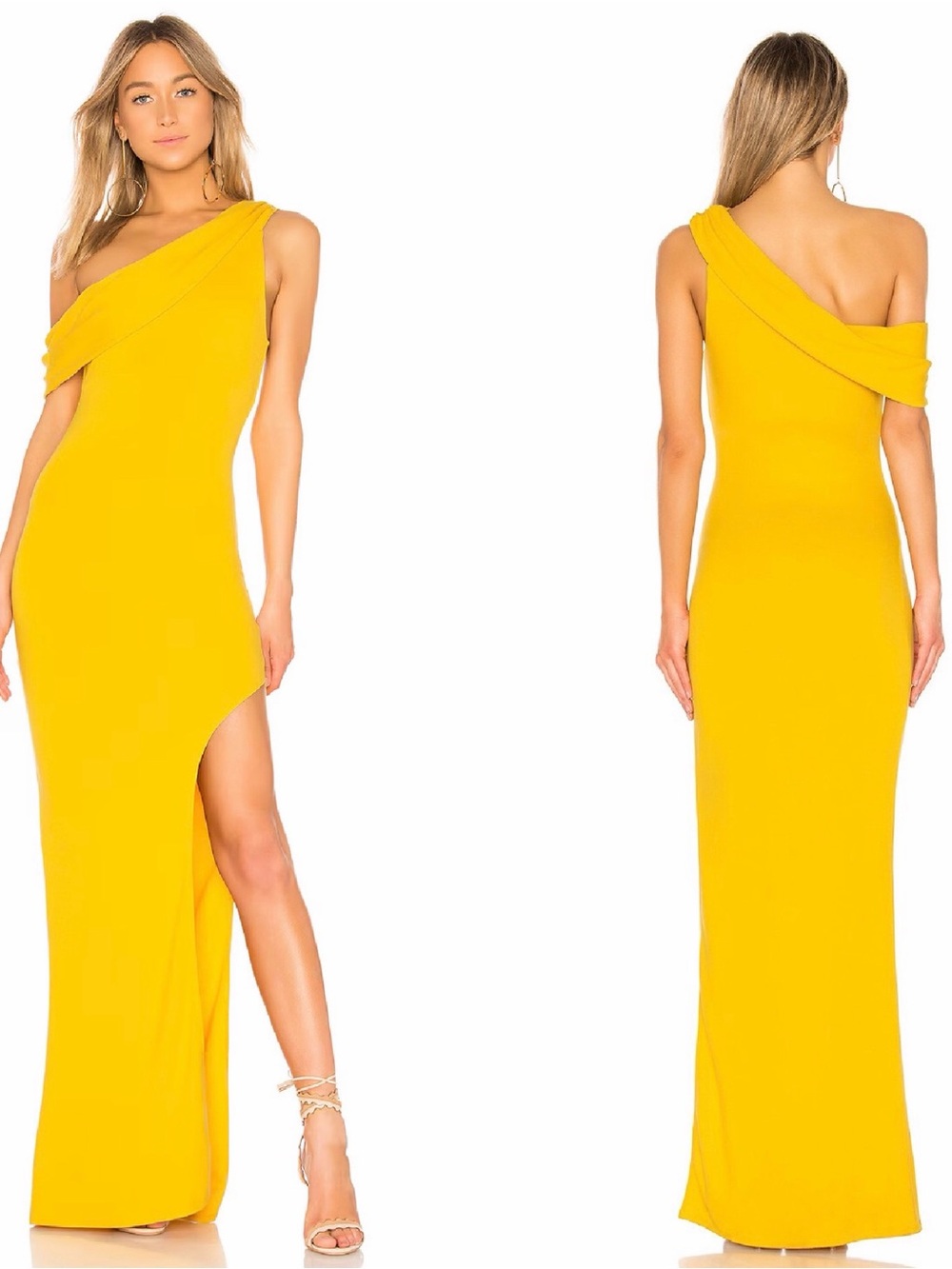 Lovers + Friends Yellow One-Shoulder Maxi Dress